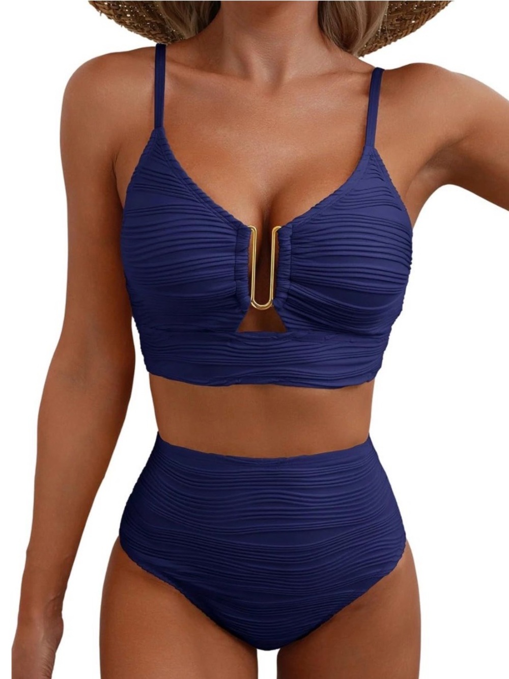 NWOT Herseas 2 Piece Bikini Set U-Wire Cutout Popular Swimsuit High Waisted XL